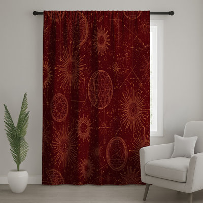 Astronomy Line Art Window Curtains, Stars Sheer & Blockout Curtains - 1 Panel