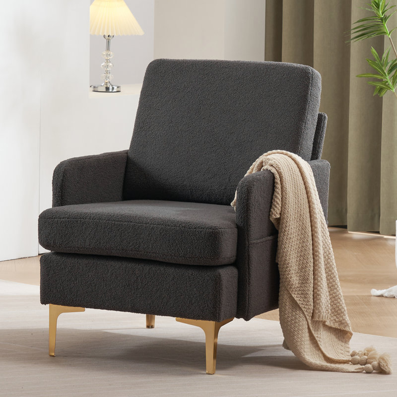 Upholstered Accent Chair, Dark Gray Cotton