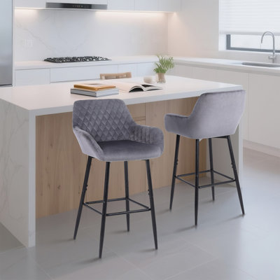 Yes Upholstered Velvet Bar Stool