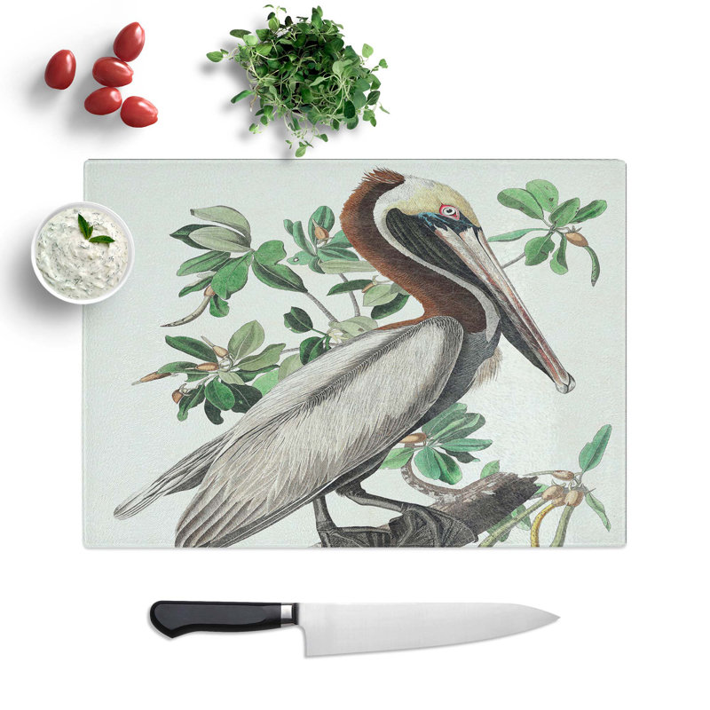 Tempered Glass Pelican Chopping Board, 39 cm W x 28.5 cm L