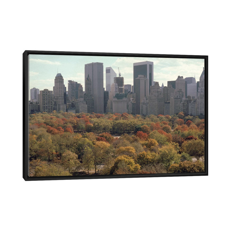 Red Autumn (Central Park NYC, 1979) 1 Piece Wall Art on Canvas, 66.04 cm H x 45.72 cm W, Black Framed