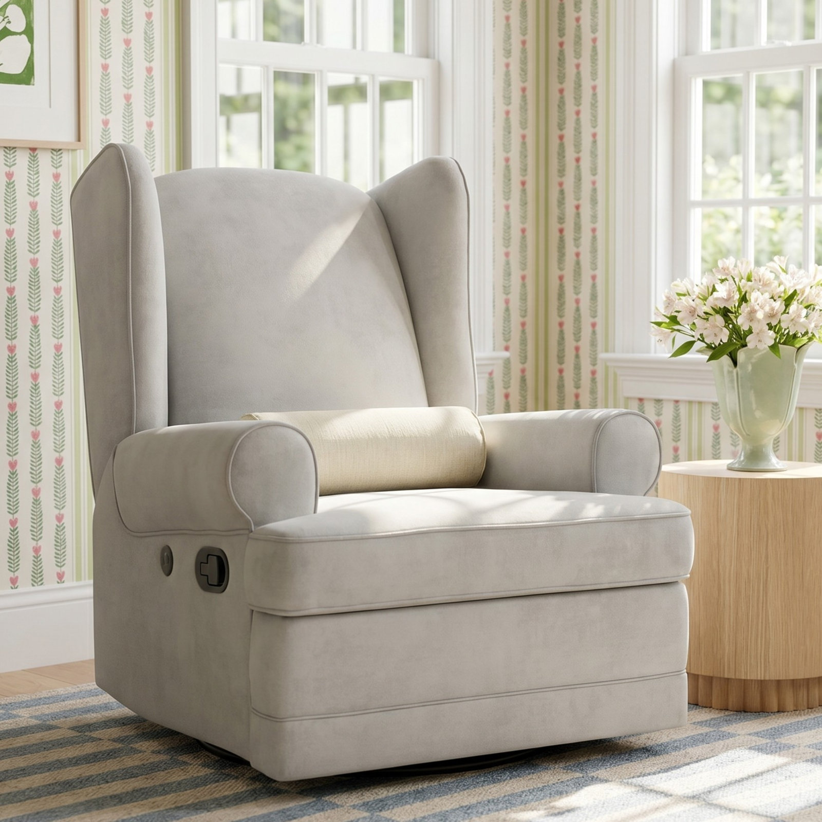 Serenity Swivel Glider, Ivory Polyester Blend