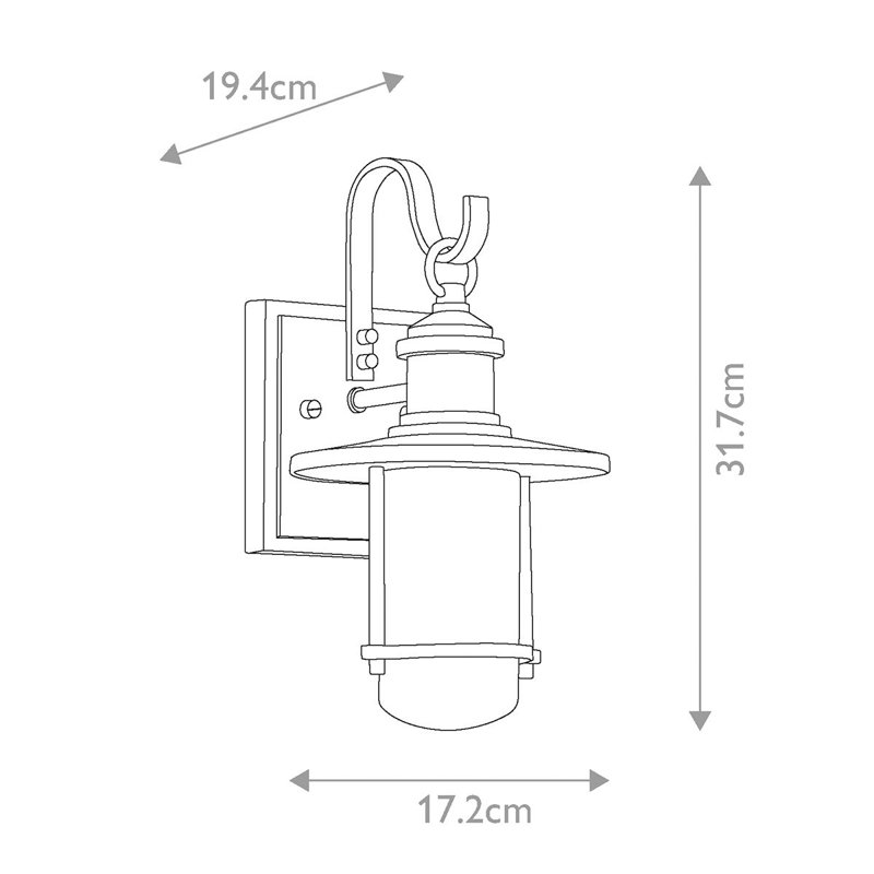 Balsano Dark Grey Outdoor Wall Lantern, 31.7cm H x 17.2cm W