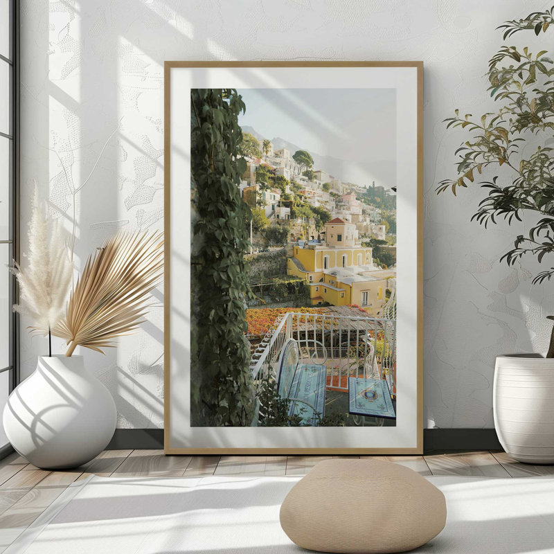 Impression de terrasse tranquille, H 11 po x l 9 po x P 1,25 po, Érable brut encadré