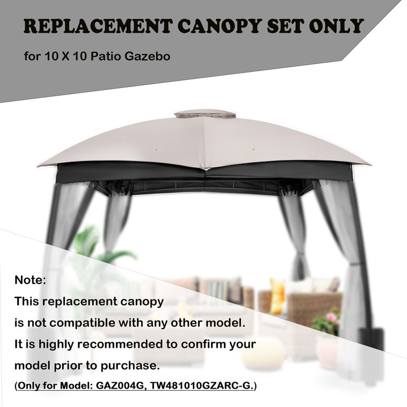 Replacement Canopy Set  10ft x 10ft, Gray