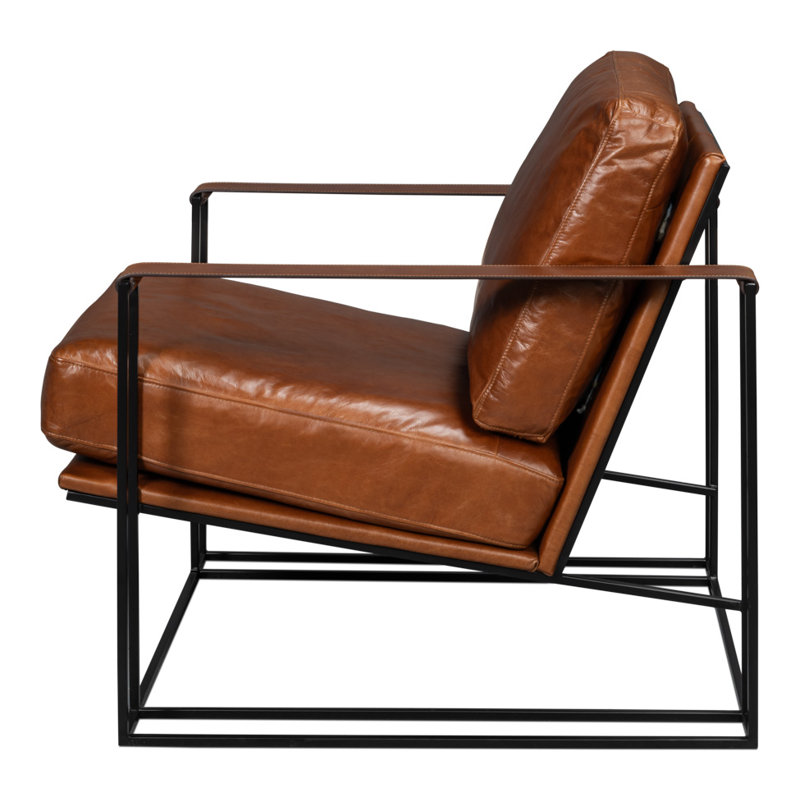 Oryan Club Chair, Brown Genuine Leather