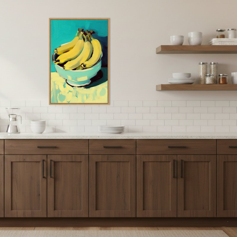 Bowl of Bananas by Treechild Framed Canvas Wall Art Print