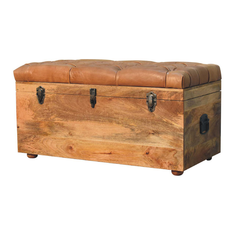 Coffre à couvertures en bois massif Haania, Chêne