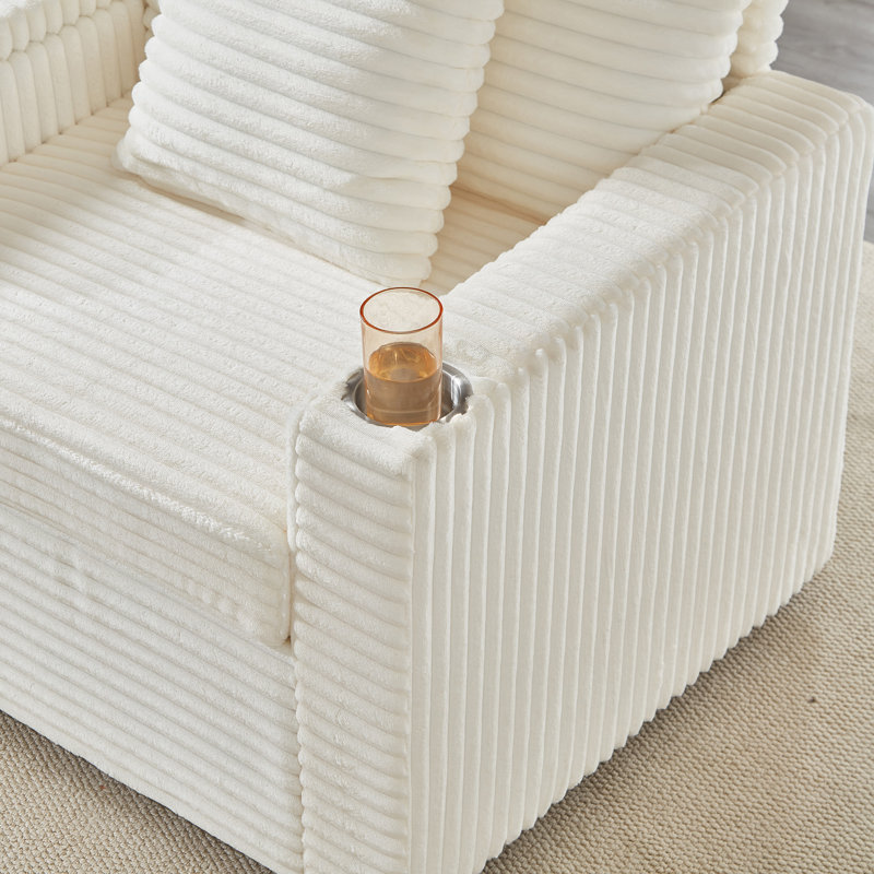 Canapé confortable moelleux en velours côtelé, Blanc