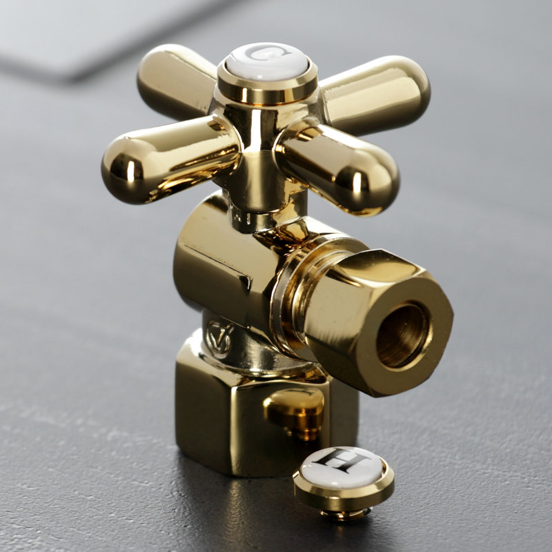 Kingston Brass Vintage 1/2-Inch FIP x 3/8-Inch OD Comp Quarter-Turn Angle Stop Valve, Polished Brass