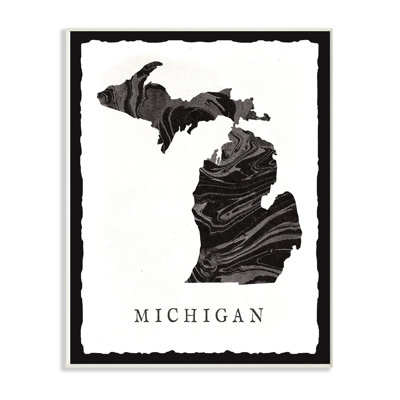 " Marbled Paper Michigan State Silhouette "