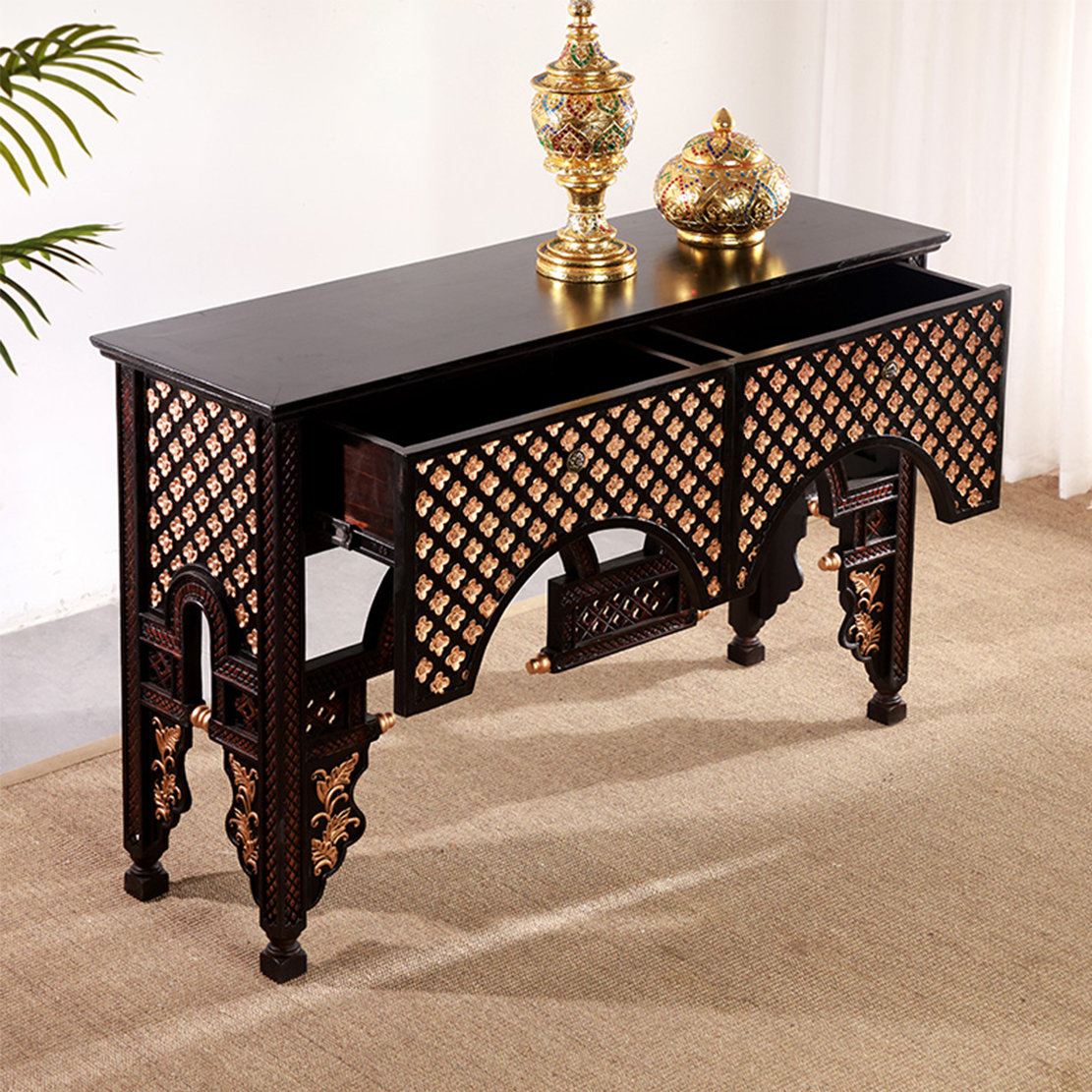 Southeast Asian Hand Carved Art Console Table