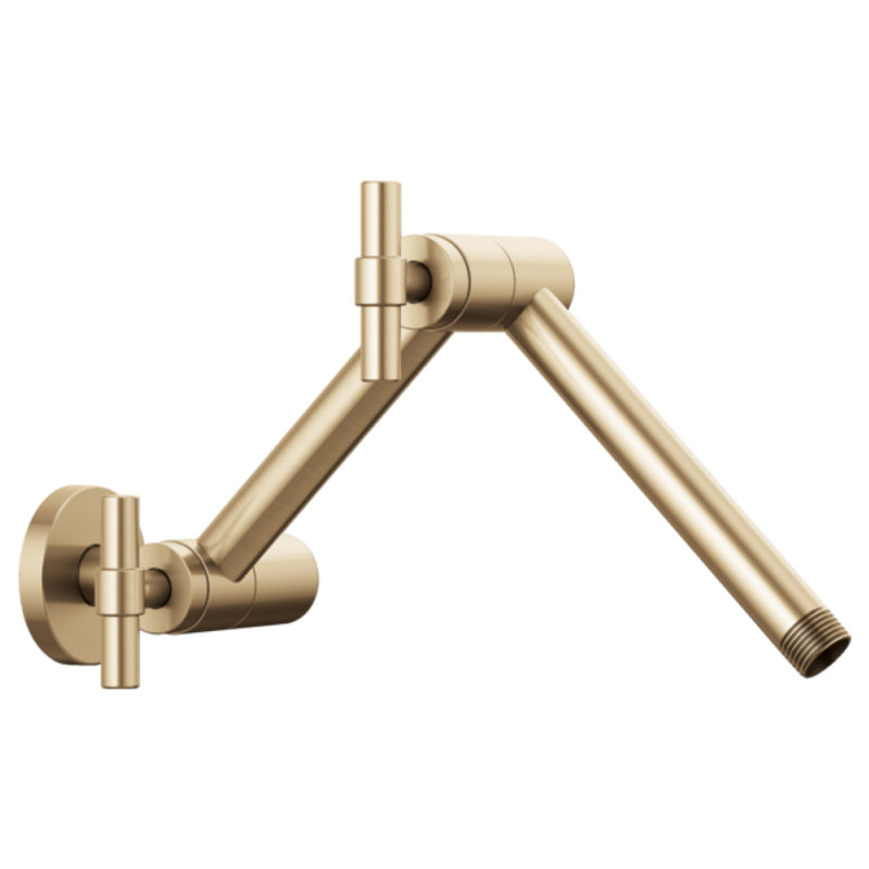 Essential Linear Round Jointed Wall-Mount Shower Arm And Flange, Luxe Gold