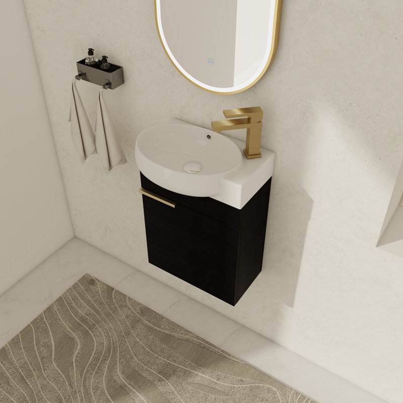 Marilisa 16 " W Wall Mounted Wall Mounted 1 Single Vanity Bathroom Vanity With Ceramic Top