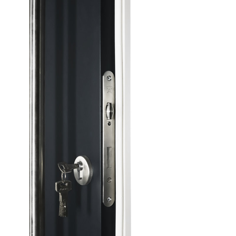 Argos Anthracite Zinc-Galvanized Steel Screen Door with Frosted Glass
