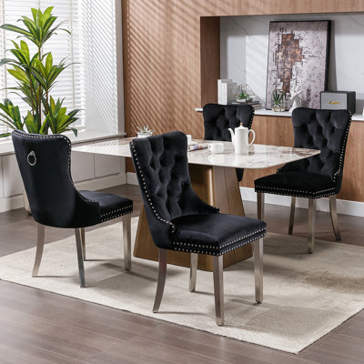 Plush Velvet Dining Chair With Nailhead Trim