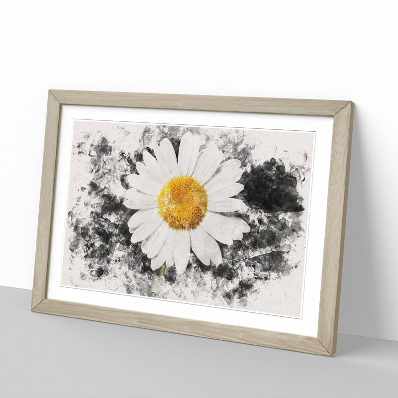 White Daisy Vol.6 - Picture Frame Graphic Art, Oak Framed, 27cm H x 36cm W x 2cm D