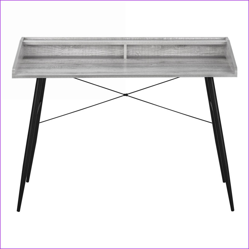 Bureaux, bureau à domicile moderne de L 47,25 po avec casiers de rangement, métal noir stratifié gris | Gris | Panneau de particules