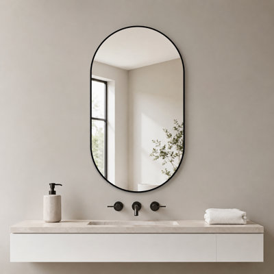 Miroir de salle de bain 36 po x 24 po, miroir mural avec cadre en métal moderne pour salle de bain, chambre à coucher, entrée