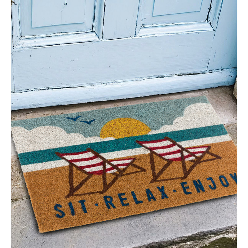 30x18 Natural Coir Fiber and PVC Non Slip Outdoor Doormat with Weather Resistant Textured Surface and Heavy Duty Backing