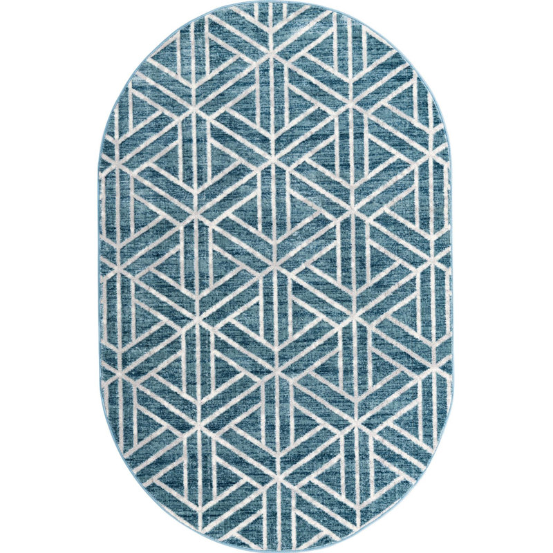 Eshin Abstract Indoor Rug, Oval 5'3" x 8'