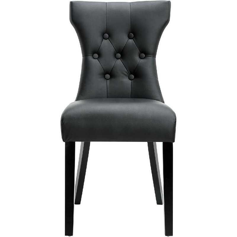 19.5'' H Tufted Upholstered Stacking Dining Chair, Black