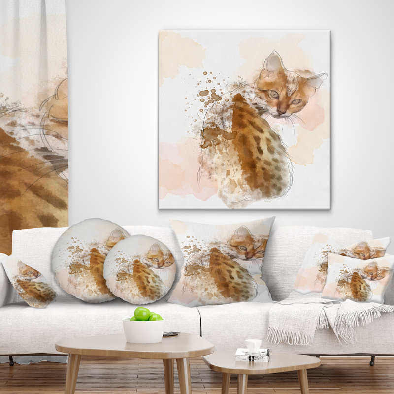Coussin animal avec croquis de chat