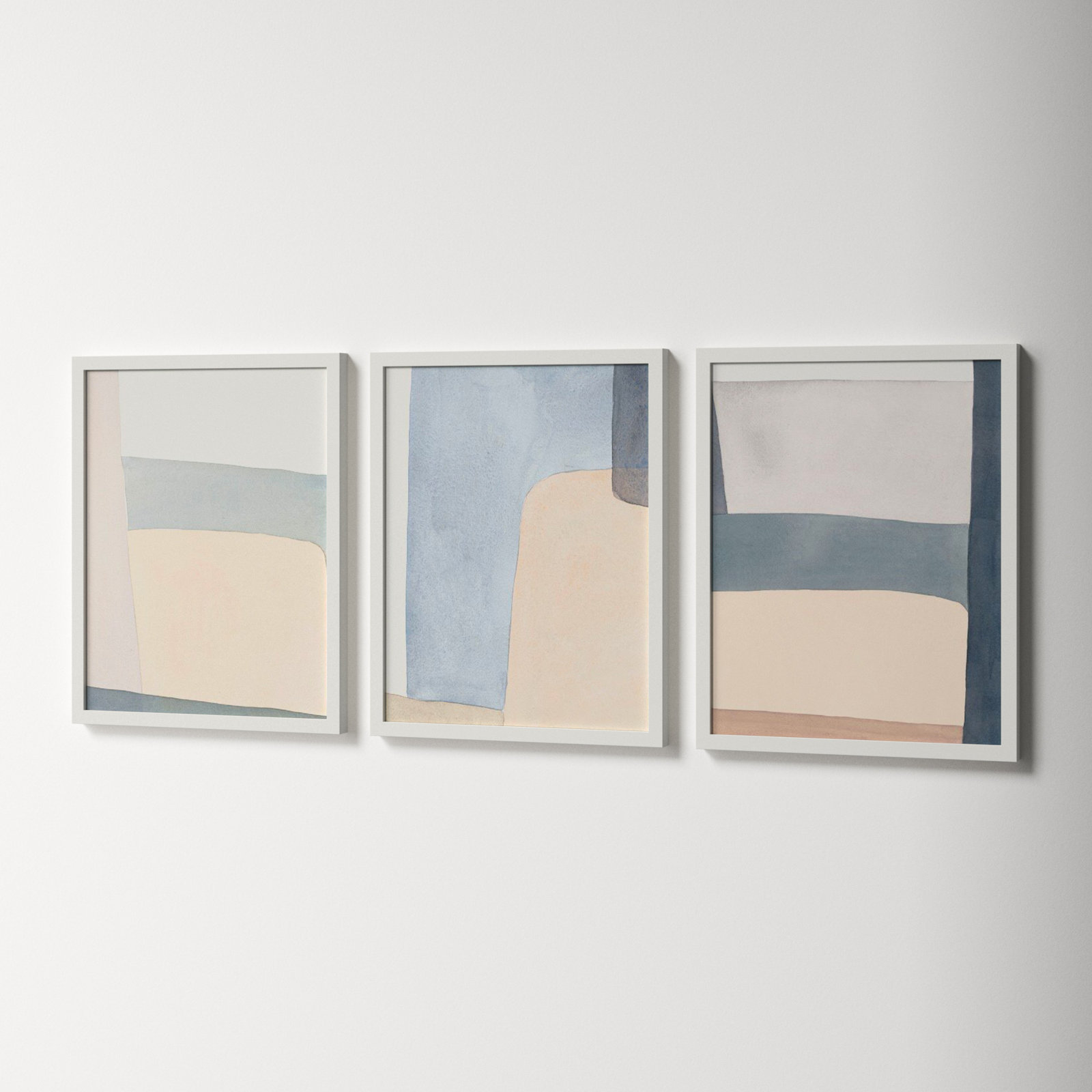Grey Hue Set Of 3 by Julia Balfour, Picture Framed Paper, 38" H x 90" W, White