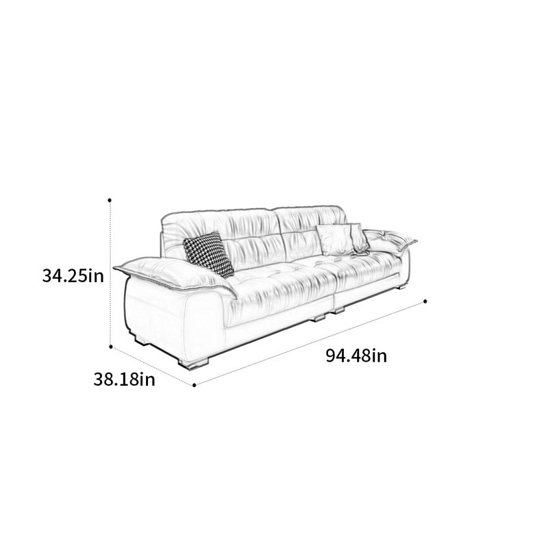 Canapé en nuage italien de style italien, 3, H 34,25 po x l 94,48 po x P 38,18 po