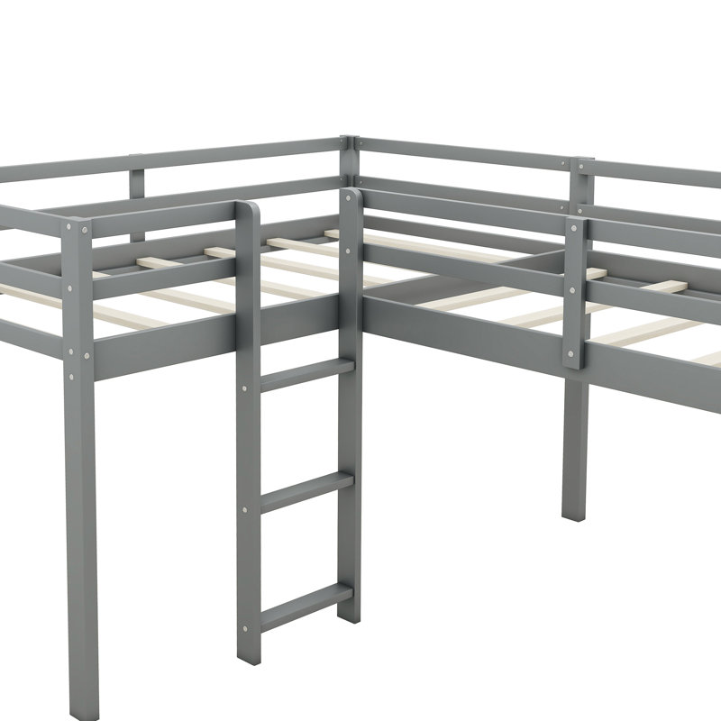 Lit mezzanine simple en forme de L avec, gris - Transformez l'espace de votre chambre à coucher, Gris