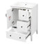 Meuble-lavabo blanc de 24 pouces avec lavabo en céramique nécessitant peu d'entretien, armoire à fermeture en douceur et tiroirs, dossier ouvert pour une installation facile