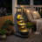 35" Asian-Inspired 4-Tier Cascading Lantern Outdoor Water Fountain with Integrated LED Lights, Weather-Resistant Resin Garden Waterfall-2001049069