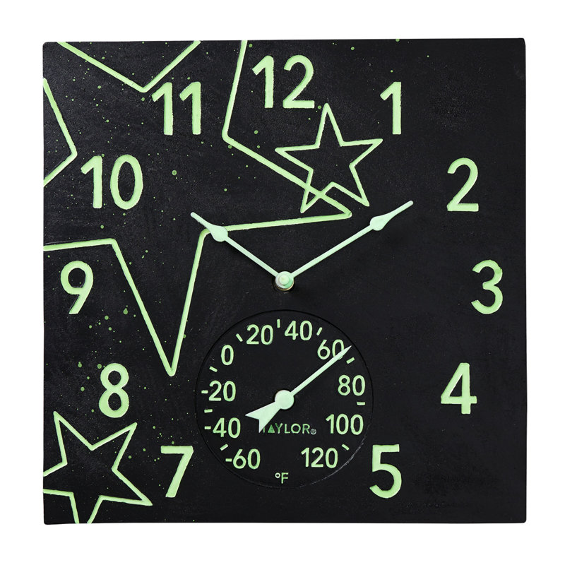 Horloge murale 14 po en résine de polyester avec thermomètre Taylor