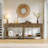 71-Inch 4-Drawer Extra Long Console Table, Farmhouse Sofa Tables with Bottom Storage Partition,