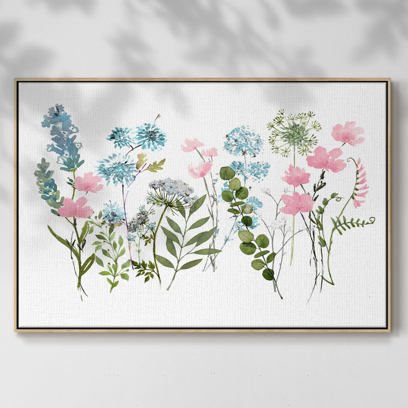 " Spring Meadow ", 17" H x 25" W x 2" D, Natural Wood Framed