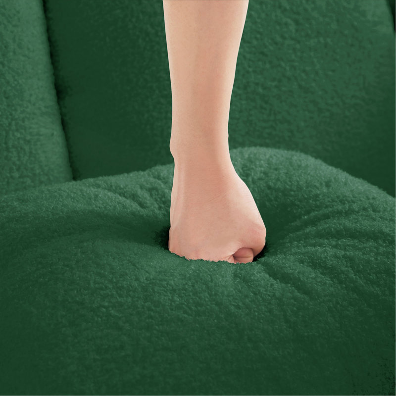 Canapé méridienne avec coussins en tissu, Vert, Orienté à gauche (vu de face)