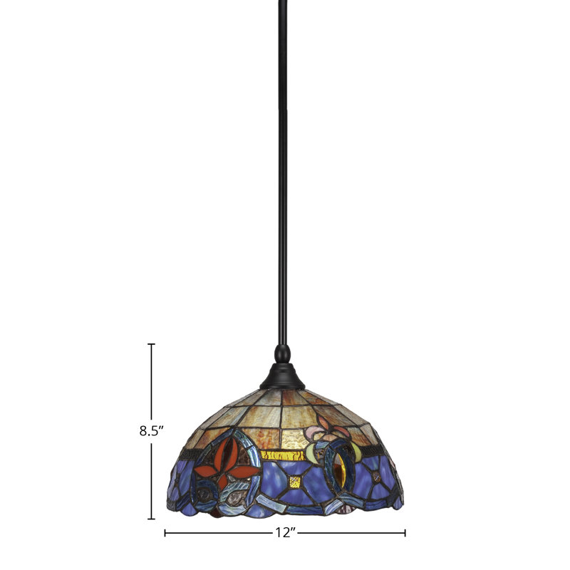 Mini-luminaire suspendu suspendu au fini noir mat avec verre Sierra 12 po