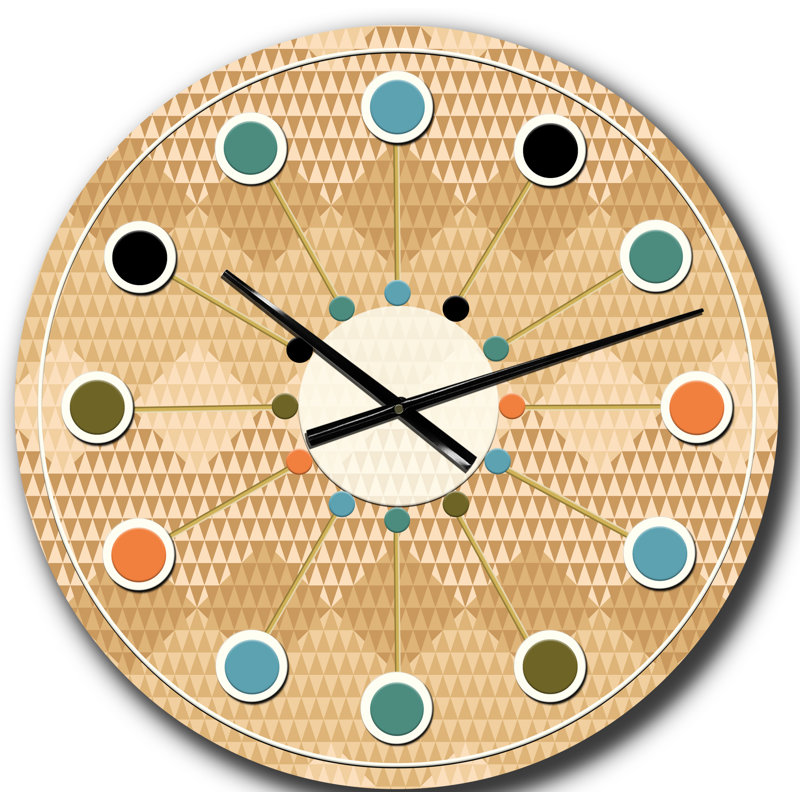 Horloge murale beige rétro triangulaire - Mid-Century, Grand