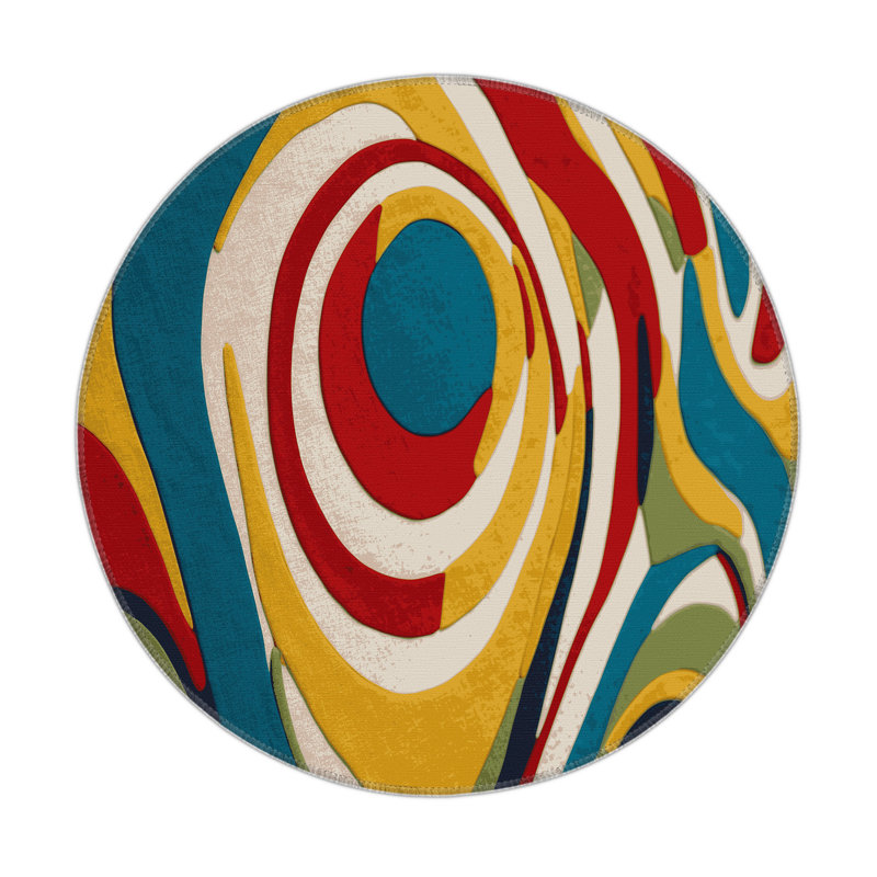 Lively Riff Indoor And Outdoor Area Rug, Round 5'