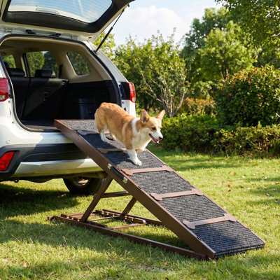 15.4‑32.7" Height Adjustable Solid Wood Dog Ramp