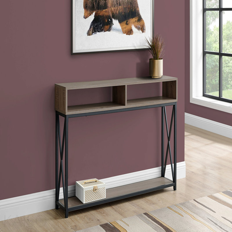Console décorative, stratifié, métal noir pour le salon - brun, Taupe