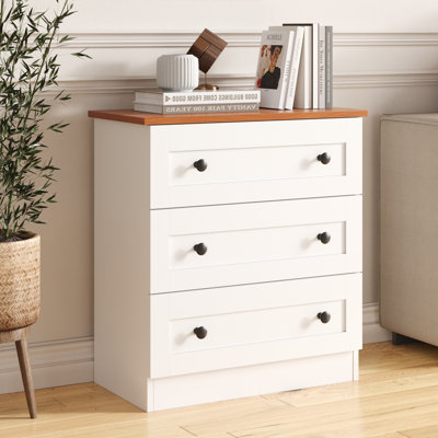 3 Drawer Dresser For Bedroom, Small Chests Of Drawers, Farmhouse Wood Nightstand Bedside Cabinet End Table, Modern Closet Storage Organizer For Bedroom, White