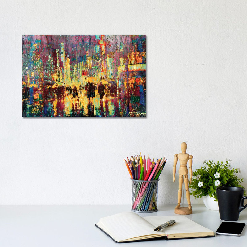 City Rain - Wrapped Canvas Painting, 20.32 cm H x 30.48 cm W