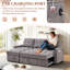 Canapé-lit en L coulissant, canapé-lit moderne avec méridienne réversible avec rangement, canapé-lit modulaire capitonné en velours avec ports USB et poches latérales pour le salon, la chambre à coucher-433394962