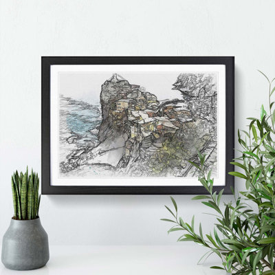 View of Cinque Terre in Italy in Abstract - Picture Frame Graphic Art Print