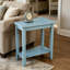 Table d'appoint en Parawood massif avec surface de bloc de boucher et tablette inférieure, finition bleu océan antique