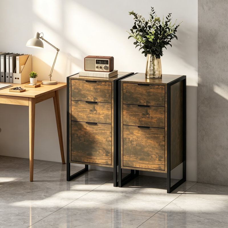 39 cm W Steel Bedside Table