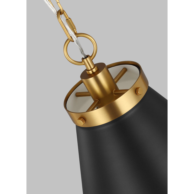 Wellfleet 1 - Light Pendant, 22.625" H x 19.5" W x 19.5" D, Burnished Brass, Midnight Black