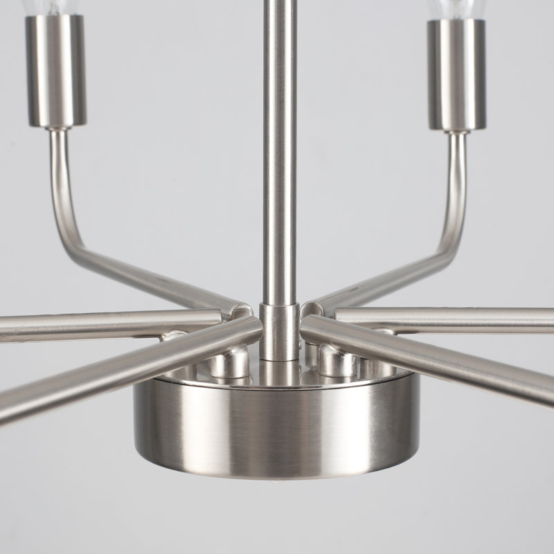 Liseli 6 - Light Dimmable Candle Style Classic / Traditional Chandelier Brushed Nickel Kitchen Lighting-22.24"W x 74.8"H
