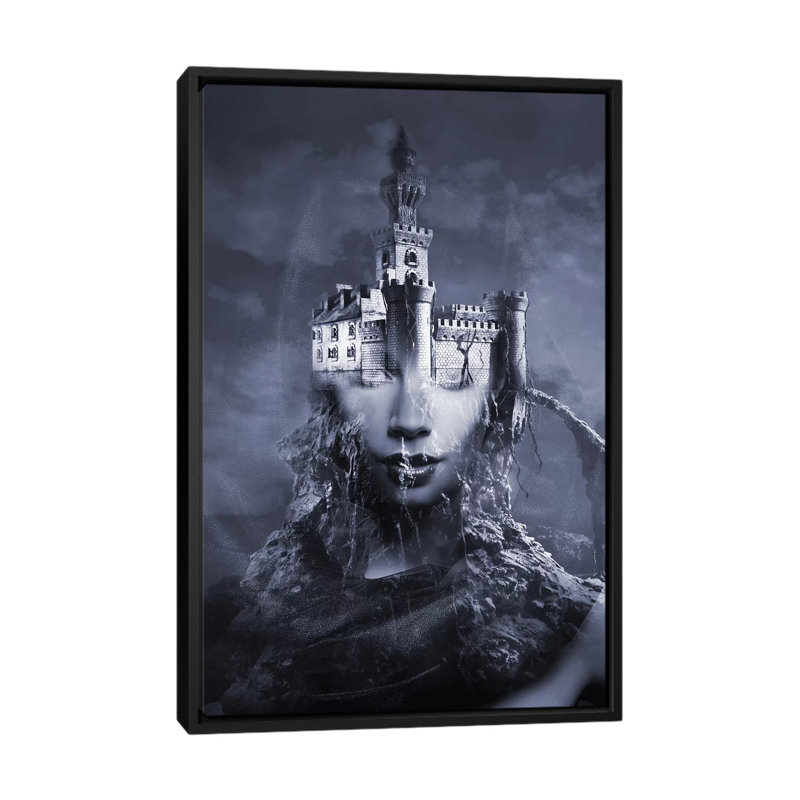 « obscurité », impression sur toile, H 26 po x l 18 po x P 1,5 po, Pas de tapis, Toile avec cadre noir